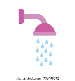 shower head in bathroom with water drops flowing