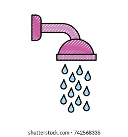 shower head in bathroom with water drops flowing