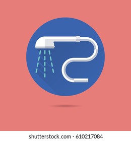 shower head flat design long shadow vector icon