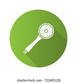 Shower head flat design long shadow glyph icon. Vector silhouette illustration