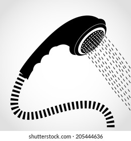 shower head in frame with water drops Icon Isolated on White Background