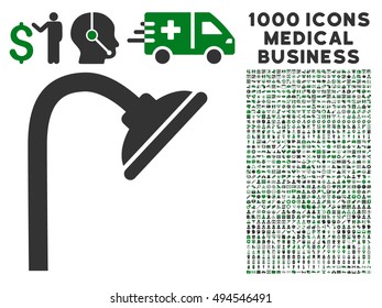Shower Head icon with 1000 medical commercial green and gray vector design elements. Collection style is flat bicolor symbols, white background.