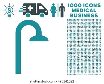 Shower Head icon with 1000 medical commerce soft blue vector pictographs. Set style is flat bicolor symbols, white background.