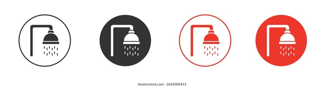 Icono de Cabezal de ducha. Iconos de vector de estilo negro. Símbolo de signo aislado