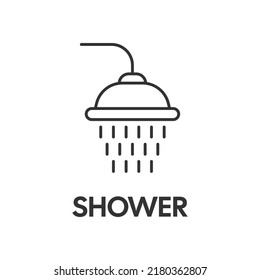 Shower head icon in flat style. Bathroom hygienic vector illustration on isolated background. Bathing sign business concept.