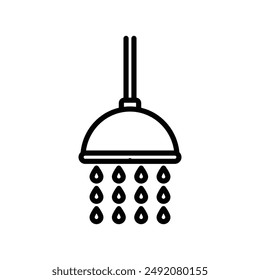 Shower head icon linear logo mark in black and white