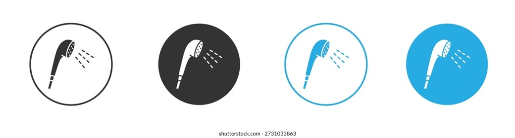 Conjunto de iconos de cabezal de ducha. Conjunto de Diseño gráfico de garabato plano sólido negro