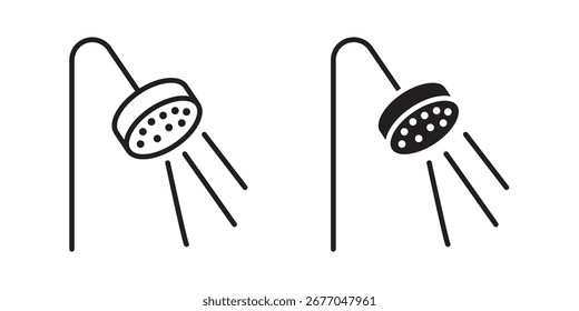 Shower Head icon set line art and glyph design. Eps10