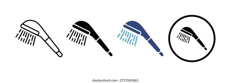 Shower head icon set. water flow symbol. bathroom, hygiene, plumbing icon set. vector illustration 