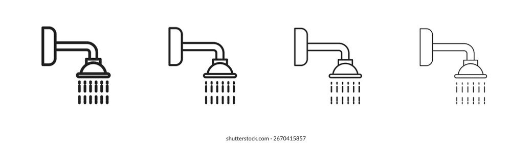 Duschkopf Symbol einfache schwarze Vektorgrafik-Paket. Design-Infografik