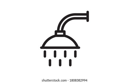 Icono de cabeza de ducha con imagen vectorial de flujo de agua