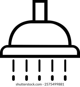 shower head icon.Simple icon of a showerhead with water droplets on a transparent background, representing hygiene and bathroom design and home improvement concepts. Editable stroke.