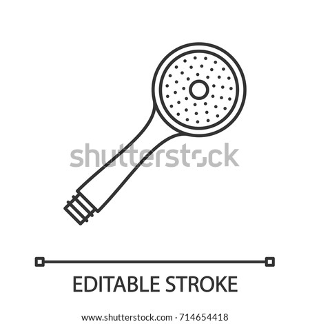 Shower head linear icon. Thin line illustration. Shower rose. Contour symbol. Vector isolated outline drawing. Editable stroke