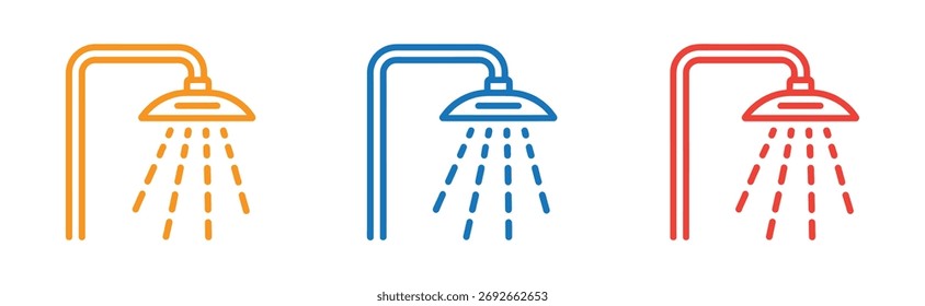 Cabezal de ducha Multi Style Icon Diseño de Vector: cabezal de ducha simple que rocía agua, que representa el baño o la higiene personal