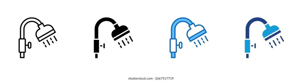 Duschkopf Multiple Style Icon Vektor Design - einfache Dusche Kopf Spritzen Wasser, Baden oder persönliche Hygiene