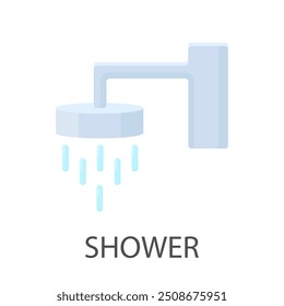 Shower head on a white background in cartoon style. Shower head icon in color