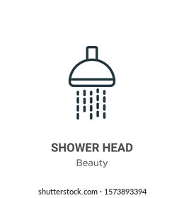Icono vectorial del contorno de la cabeza de la ducha. Icono de cabeza de ducha en color negro, ilustración de elemento simple vectorial plano del concepto de belleza editable aislado en fondo blanco