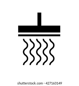 Shower head and pouring water streams icon. May present shower, bath, hygiene. Vector Illustration