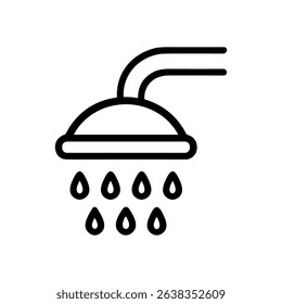 Shower head pours water droplets icon illustration element