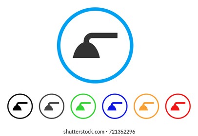 Shower Head rounded icon. Style is a flat shower head gray symbol inside light blue circle with black, gray, green, blue, red, orange variants. Vector designed for web and software interfaces.