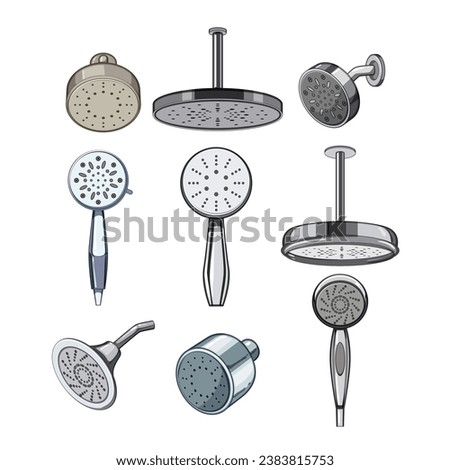 shower head set cartoon. clean wash, falling modern, spray object shower head sign. isolated symbol vector illustration