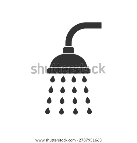Shower head with trickles water icon. Douche graphic sign isolated on white background. Shower or bathroom symbol. Vector illustration