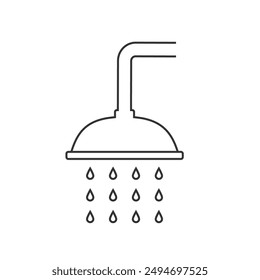 Cabeza de ducha goteando agua icono gráfico. Signo de idiota aislado sobre fondo blanco. Símbolo de ducha o baño. Ilustración vectorial