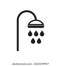 Shower head trickling water graphic icon. Douche sign isolated on white background. Shower or bathroom symbol. Vector illustration