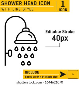 Shower head vector icon design isolated on white background from bathroom collection. Shower icon with line or outline style. Design for personal hygiene, web site or mobile app, UI, UX. EPS file