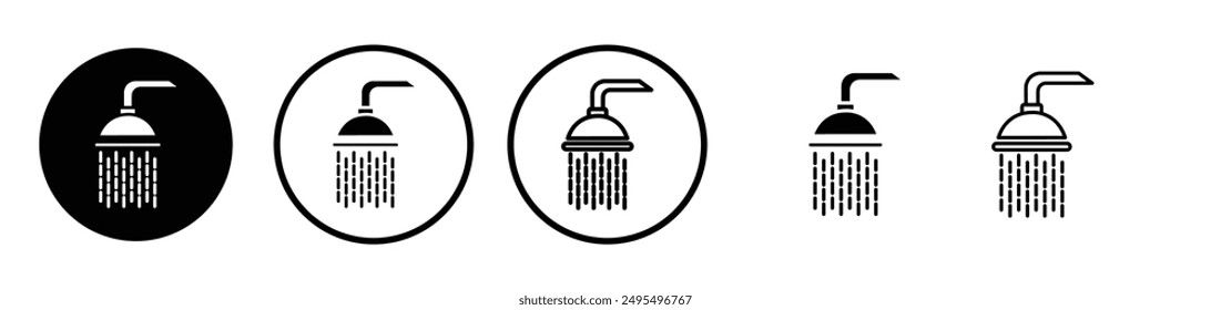 Shower Head vector icon set in black and white color.