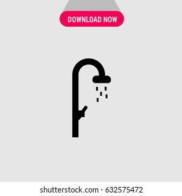 Shower Head Vector Icon, The symbol of shower tap. Simple, modern flat vector illustration for mobile app, website or desktop app  