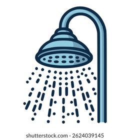 Cabezal de ducha Baño de agua limpia Diseño de Plantilla de Ilustración vectorial de color plano