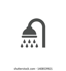 Shower Head With Water Drops Black Vector Sign. Shower, Bathroom Symbol Isolated Glyph Icon.