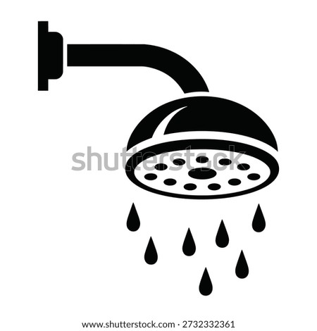 Shower head with water drops falling down from it icon