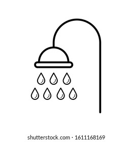 Shower head with water drops icon design. Shower head icon in modern outline style design. Vector illustration.