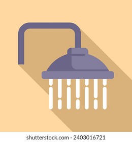 Shower head water drops icon flat vector. Sanitary spa. Cold bathing