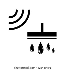 Shower head with water drops and sensor icon. May present humidity sensor. Vector Illustration