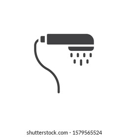 Shower head with water drops vector icon. filled flat sign for mobile concept and web design. Shower drops glyph icon. Symbol, logo illustration. Vector graphics