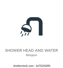 Shower head and water icon vector. Trendy flat shower head and water icon from religion collection isolated on white background. Vector illustration can be used for web and mobile graphic design, 