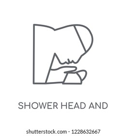 Shower Head and Water linear icon. Modern outline Shower Head and Water logo concept on white background from Religion-2 collection. Suitable for use on web apps, mobile apps and print media.