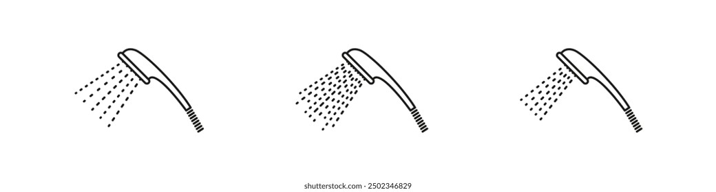 Shower head water pattern vector icon set. Showering heads icons.