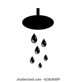 Shower head and water waves icon. May present shower, bath, hygiene. Vector Illustration.
