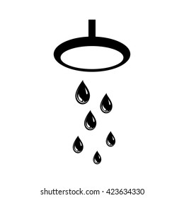 Shower head and water waves icon. May present shower, bath, hygiene. Vector Illustration.