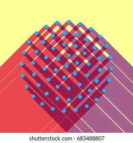 Shower holes icon. Vector. Deep sky blue icon with two flat violet and raspberry semitransparent shadows on canary background.