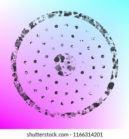 Shower holes icon. Vector. Gray icon with bubbled texture at color background with pink and sky blue corners.