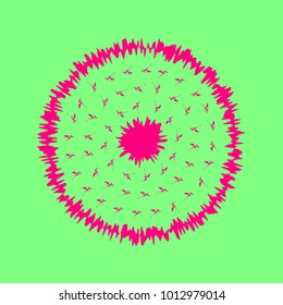 Shower holes icon. Vector. Magenta rough icon on greenish background. Isolated.