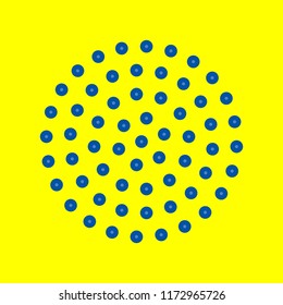 Shower holes icon. Vector. Office style blue icon at yellow background.