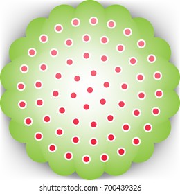 Shower holes icon. Vector. Pinkish icon with white contour on green background which similar to flower.