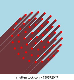Shower holes icon. Vector. Red flat icon with infinte wine shadow to left down corner at sky background.