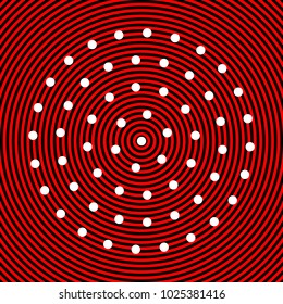 Shower holes icon. Vector. White icon on red and black radial pattern as background. Isolated.